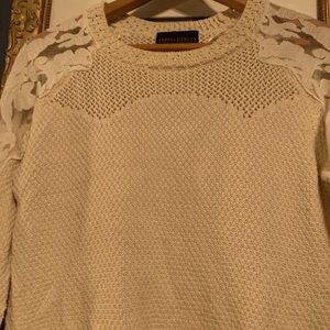 Cream sweater with lace detail